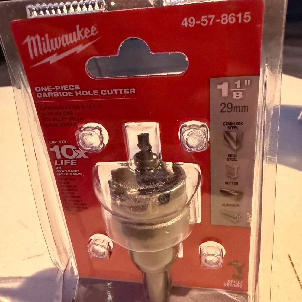 Milwaukee 49-57-8615 1-1/8 Inch One-Piece Carbide Hole Cutter for Metal